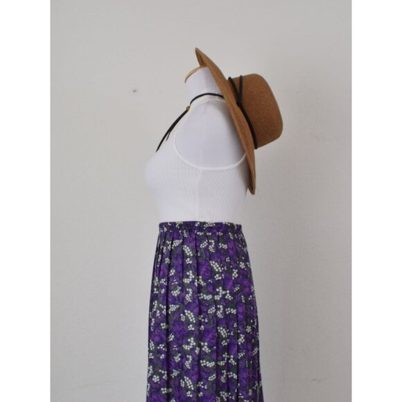 Vintage 90s Floral Botanical Poly/Rayon Midi‎ Skirt size 12 | 34waist - Picture 2 of 9